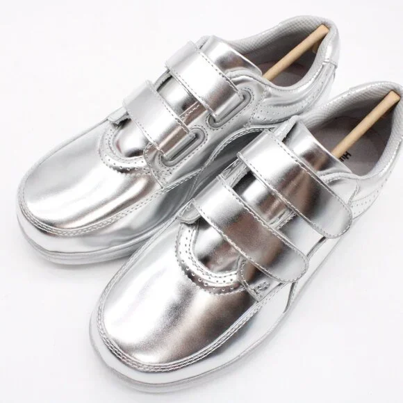 Hush Puppies Shoes Womens Silver Metallic Leather Power Walker II Size 5.5 NIB - Picture 9 of 11